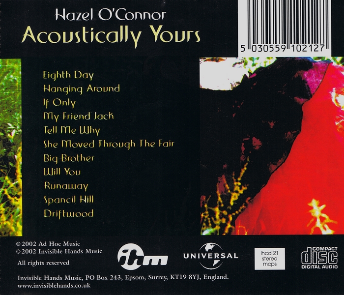 Hazel O'Connor - Acoustically Yours - Back Cover