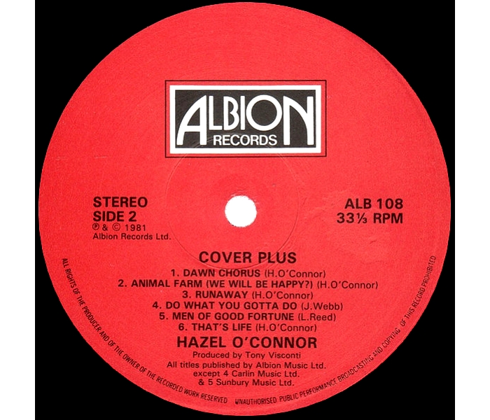 Hazel O'Connor - Cover Plus - Side 2