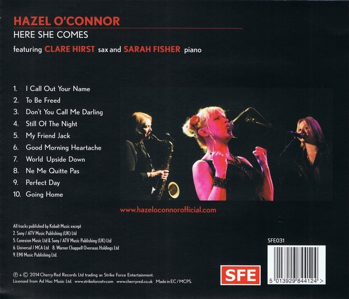 Hazel O'Connor - Here She Comes - Back Cover