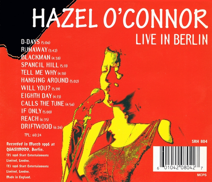 Hazel O'Connor - Live In Berlin - Back Cover