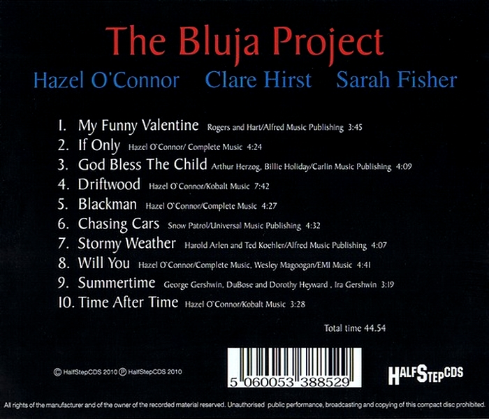 Hazel O'Connor - The Bluja Project - Back Cover